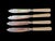 An antique set of eight silver plate fish knives and forks from the 19th century. The hallmarks show they were...