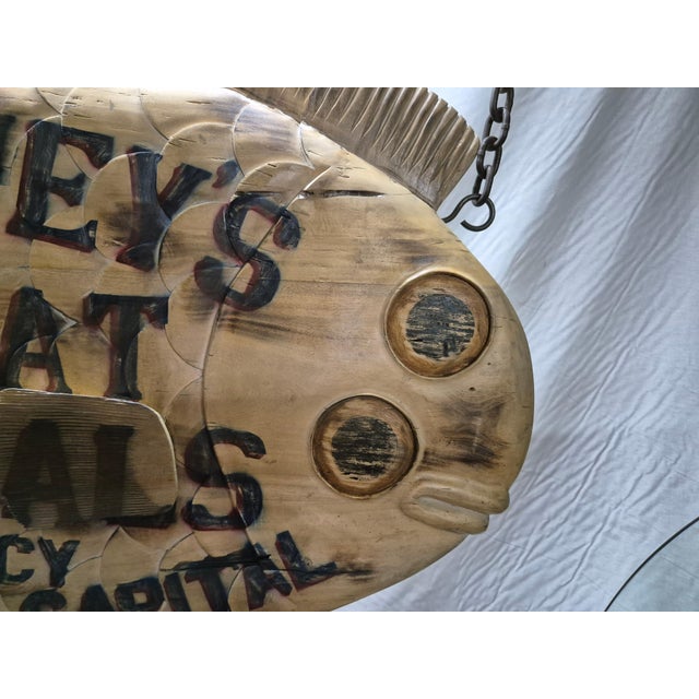 Wood Harvey's Boat Rental Carved Flounder Trade Sign For Sale - Image 7 of 12