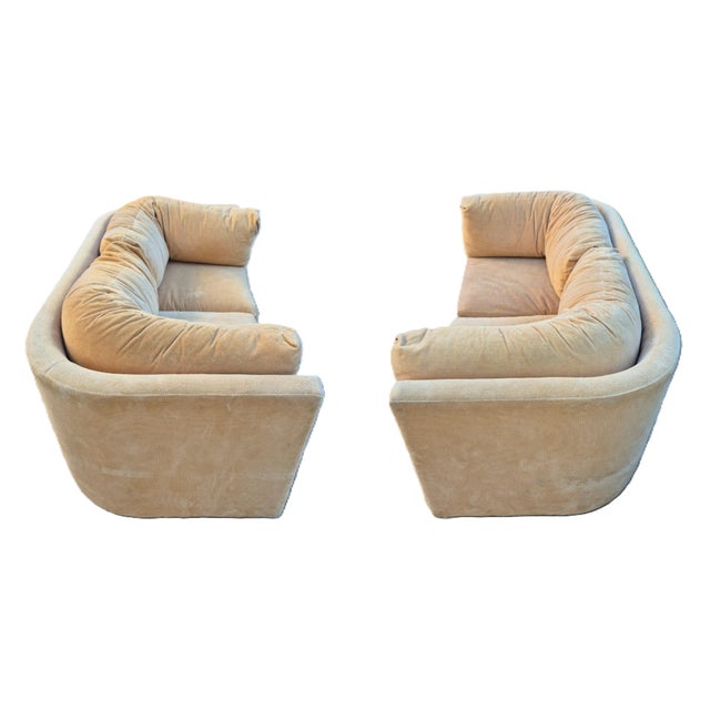 Tan Pair of 1980s John Mascheroni for Swaim Postmodern Curved Back Playpen Style Love Seats For Sale - Image 8 of 16