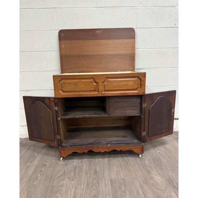 This is a stunning antique Victorian French Provincial Louis XV walnut bedside commode or cabinet, likely from 1860–1890....