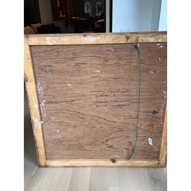 Camel 1990s Marc Lambrechts Original Abstract Mixed Media- “In Motion a 97. Oil/Asphalt on Plaster on Wood/Metal 105cm X 105cm (42”x42”) For Sale - Image 8 of 12