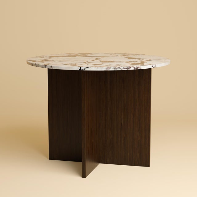 Round Calacatta Viola Marble and Smoked Oak Dining Table by Lebanto For Sale - Image 4 of 4