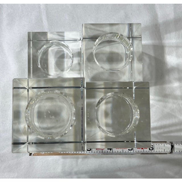 Modern Crystal Cube Set of 4 Candle Holders Bombay Company For Sale - Image 4 of 11