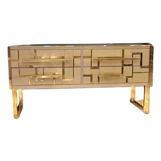 Sideboard in Gold and Brass Glass from Justfurnituress For Sale