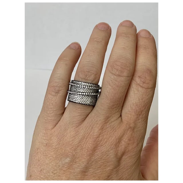 Sterling and Swarovski Crystal Cigar Band Ring, Size 6 For Sale - Image 4 of 13