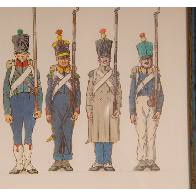 Vintage Napoleonic Military Costume Lithographs Collage Framed French Wall Art Set of 3 For Sale - Image 15 of 18