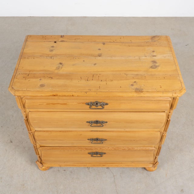 19th Century Danish Pine Chest of Four Curved Drawers For Sale - Image 4 of 16