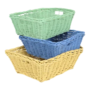 Colorful Nesting Wicker Baskets - Set of 3