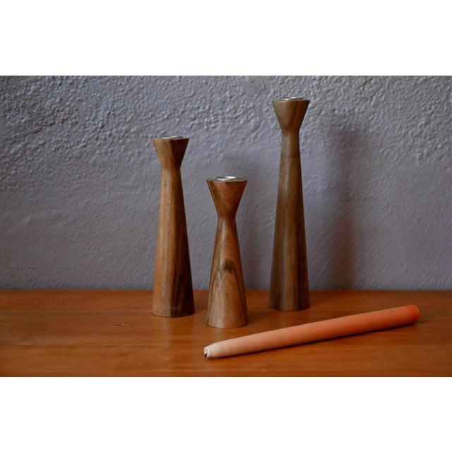 Discovered in Denmark, this lovely set of teak candlesticks will delight lovers of cozy, Hygge-inspired decor. Made of...