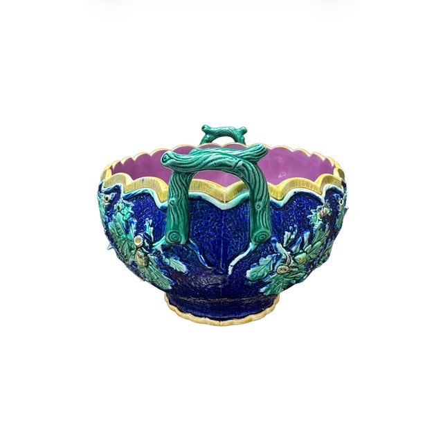 French Vintage Majolica , Scalloped Shape Center Bowl/ Planter. For Sale - Image 4 of 9