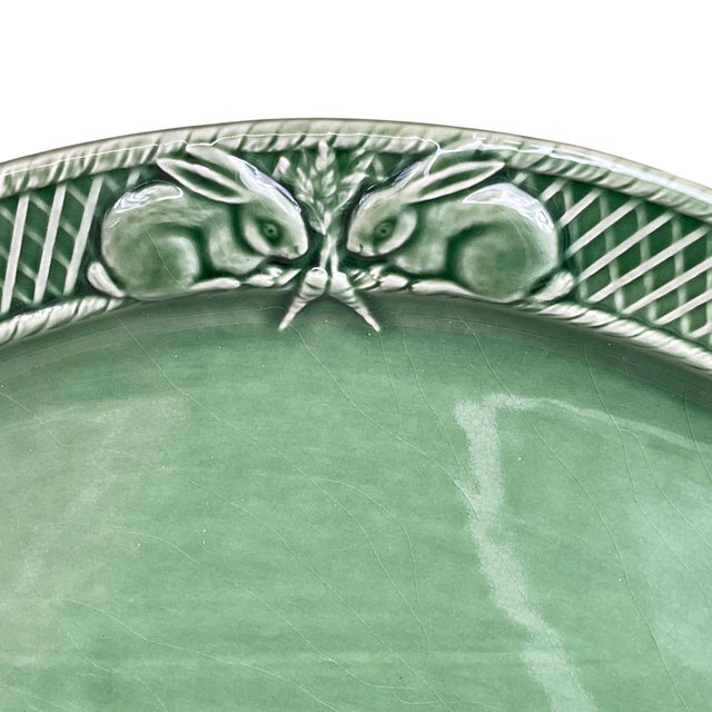 Bordallo Pinheiro Bordallo Pinheiro Bunny Rabbit Serving Platter Majolica Late 20th Century For Sale - Image 4 of 9