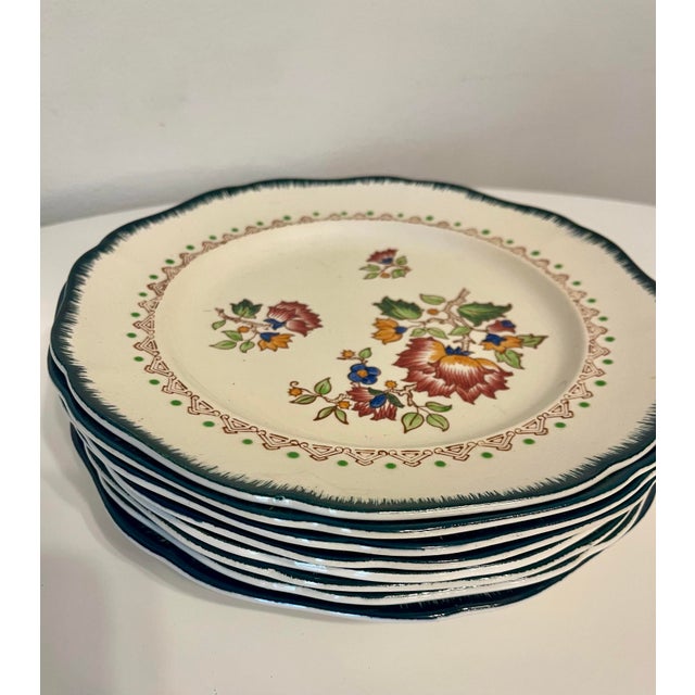 French Set of 8 "Shanghai" by Longwy Plates, Early 1900s For Sale - Image 3 of 9