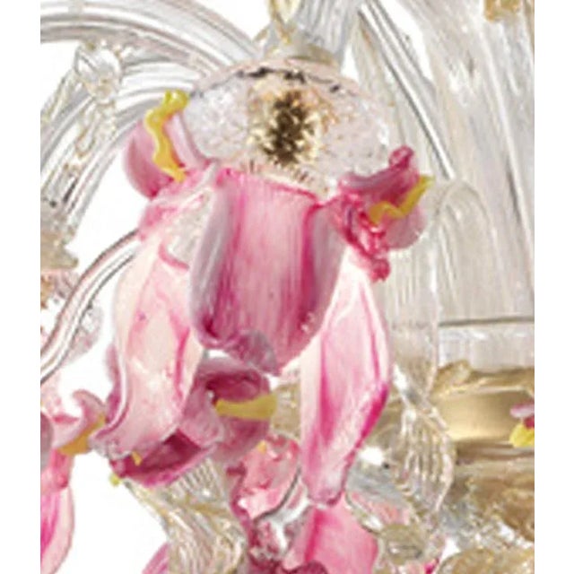Contemporary Contemporary Venetian Pink Floral Murano Glass Chandelier For Sale - Image 3 of 12