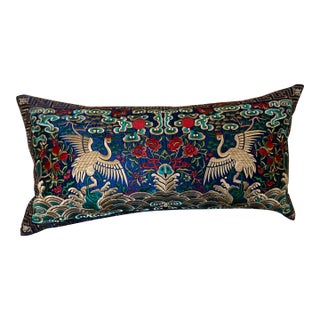 Hollywood Regency Royal Blue Asian Chinoiserie Boudoir Pillow For Sale
