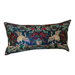 Hollywood Regency Royal Blue Asian Chinoiserie Boudoir Pillow