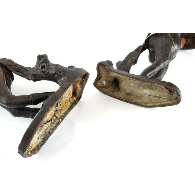 Large Antique Painted Bronze Frog Candlesticks Pair For Sale - Image 15 of 17