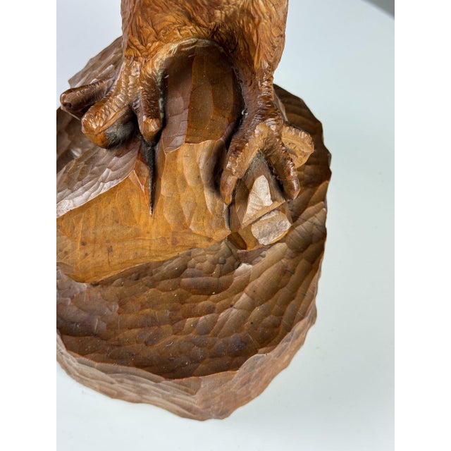 Black Black Forest Carved Wood Eagle Figurine For Sale - Image 8 of 13