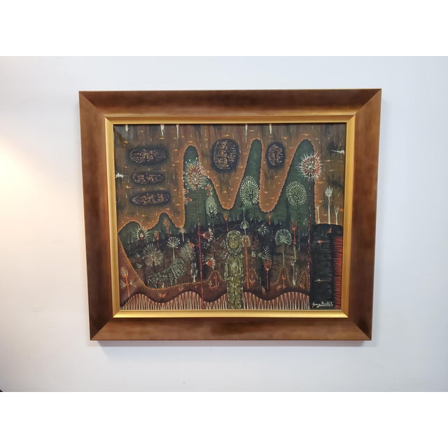 Gold 1960s Joan Brotat Painting For Sale - Image 8 of 12