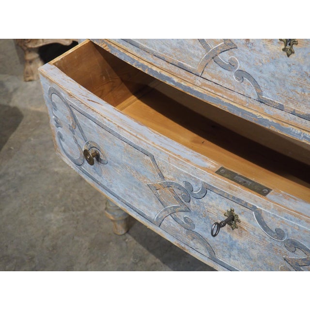 Light Blue Painted and Distressed Sauteuse Commode From Southern Germany For Sale - Image 9 of 18