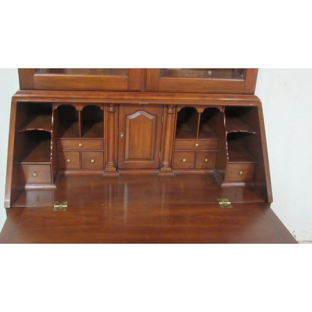 Late 20th Century John Hancock Henkel Harris Secretary Desk Cherry Secret Compartment For Sale - Image 6 of 11