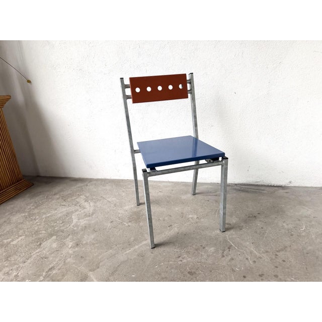 Industrial Chair in Galvanized Steel and Lacquered Sheet Metal from Ateliers J&J, 2020 For Sale - Image 3 of 13