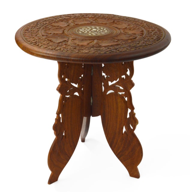 Table Indian Hand Carved and Inlaid Side Table Chairish