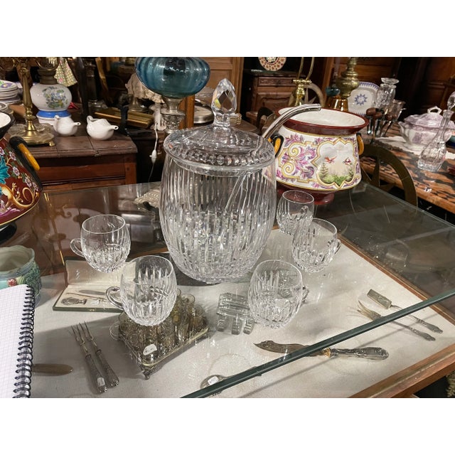 St Louis Crystal Punch Service with Bowl and Ladle, Set of 6 For Sale - Image 8 of 8