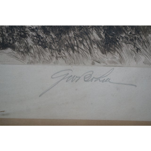 Antique George William Bohde Signed Farmhouse Riverscape Etching 30" For Sale - Image 9 of 13