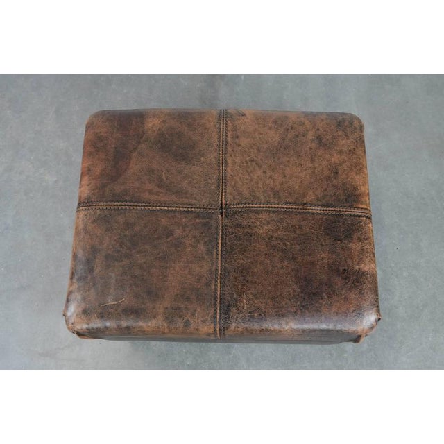 Vintage Brown Sheepskin Ottoman For Sale - Image 6 of 11