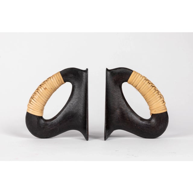 Metal Carl Auböck Model #3530 'Flatiron' Patinated Brass and Cane Bookends - a Pair For Sale - Image 7 of 10