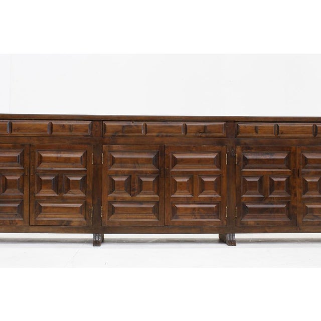 Wood Vintage Spanish Brutalist Credenza, 1970s For Sale - Image 7 of 8