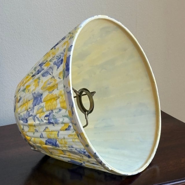 1990s Gathered Pleated Floral Cotton Lamp Shade For Sale - Image 9 of 11