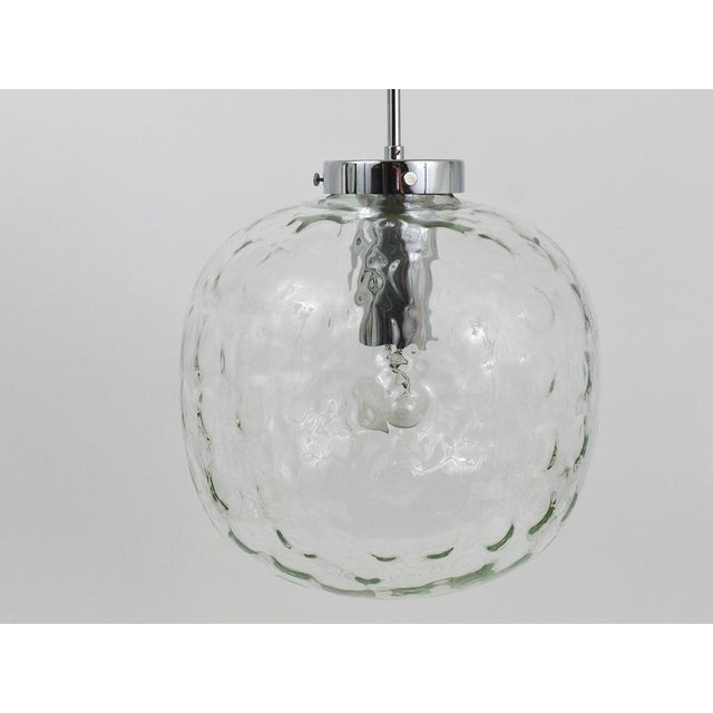 Large Bubble Melting Glass and Chrome Globe Pendant Lamp, Germany, 1970s For Sale - Image 14 of 18