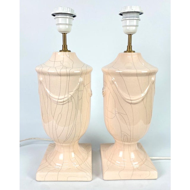 Crackled Ceramic Lamps, Sweden, 1970, Set of 2 For Sale - Image 6 of 9