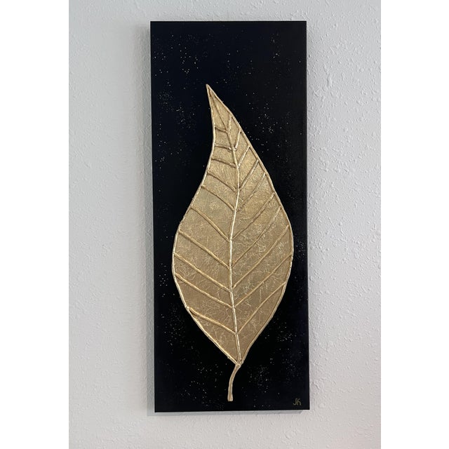 Impressionist Original Gold Leaf Art on Canvas –“Timeless Leaf” by Alena Kalen 2025, Coa For Sale - Image 3 of 7