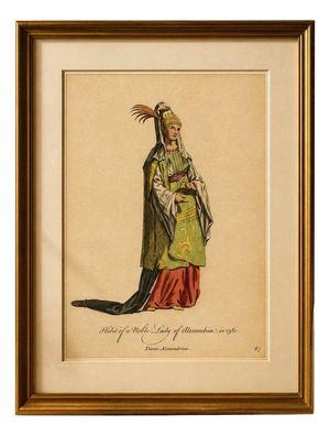 European School Artist, Habit of a Noble Lady of Alexandria in 1581, 1749, Engraving