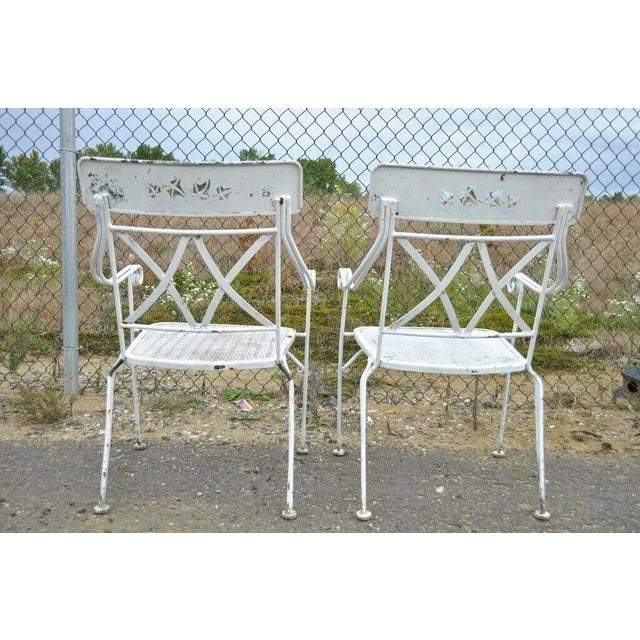 Vintage Wrought Iron Salterini Style Garden Patio Dining Set - 5 Pc Set For Sale - Image 10 of 12