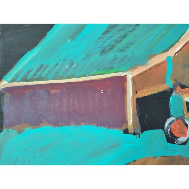Folk Art Jimmy Lee Sudduth Folk Art Landscape Painting of Tractor and Barn For Sale - Image 3 of 18
