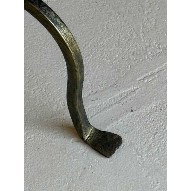 Spanish Hand-Forged Iron Drinks Table With Hammered Top and Gold Patina For Sale - Image 10 of 13