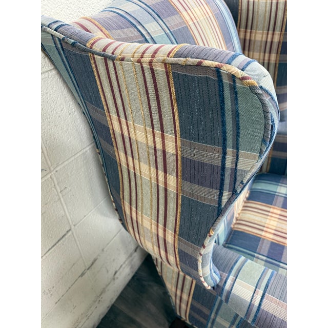 Vintage Wingback Plaid Upholstered Armchair For Sale - Image 10 of 11
