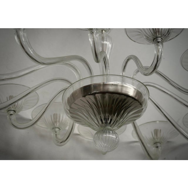 Mid-Century Transparent Murano Art Blown Glass Chandelier, 2000s For Sale - Image 7 of 9