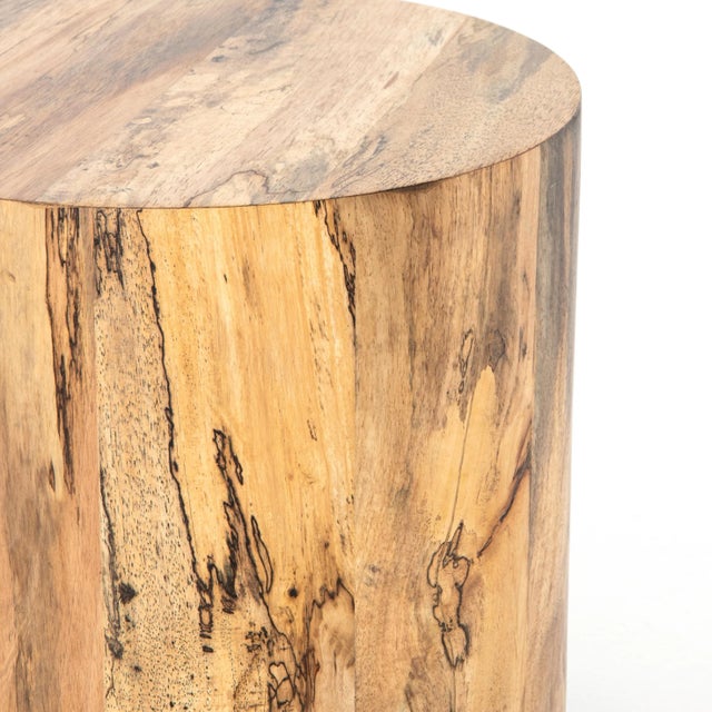 Tan Four Hands Hudson Round End Table, Spalted Primavera For Sale - Image 8 of 10