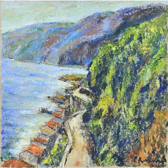 Contemporary Pino Romanò, Costa Viola in Scilla, Oil Painting, 1990s For Sale - Image 3 of 4