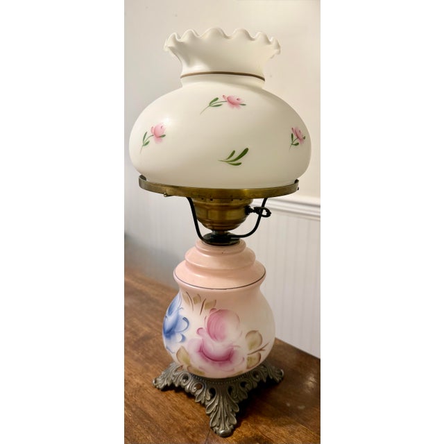 Victorian Mid 20th Century Electric Hurricane Lamp For Sale - Image 3 of 12