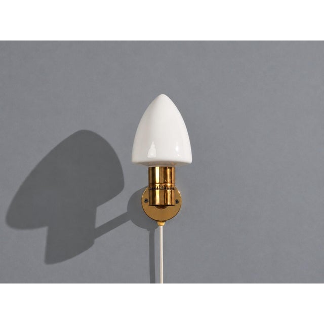 Mid-Century Modern Hans-Agne Jakobsson, Wall Sconce, Brass, Opaline Glass, Sweden, 1960s For Sale - Image 3 of 12