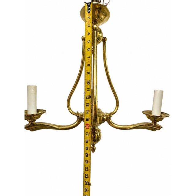 Mid 20th Century h.a. Framburg 3-Light Brass Dutch Style Dining Chandelier Candle Style Fixture For Sale In Pittsburgh - Image 6 of 7