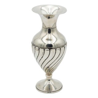 Silver Vase with Spiral Reliefs For Sale