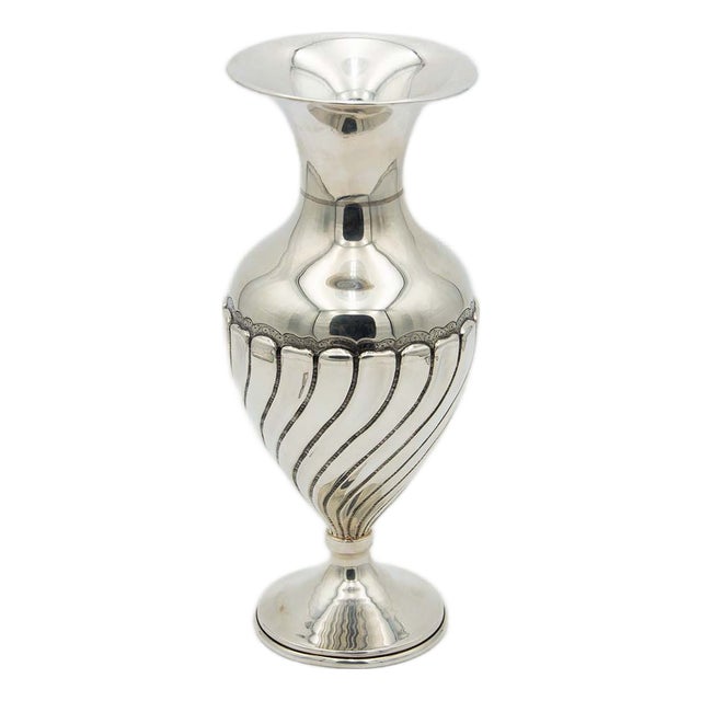 Silver Vase with Spiral Reliefs For Sale