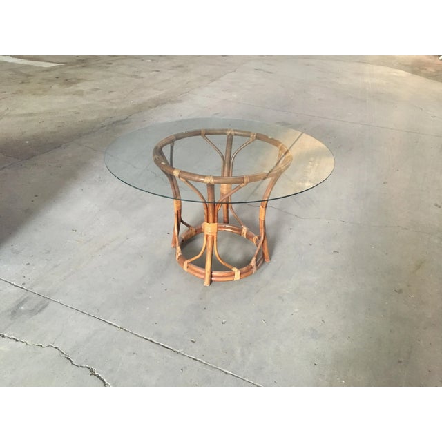 Mid-Century Modern Mid-Century Modern Italian Bamboo Table with Glass Top, 1970s For Sale - Image 3 of 11
