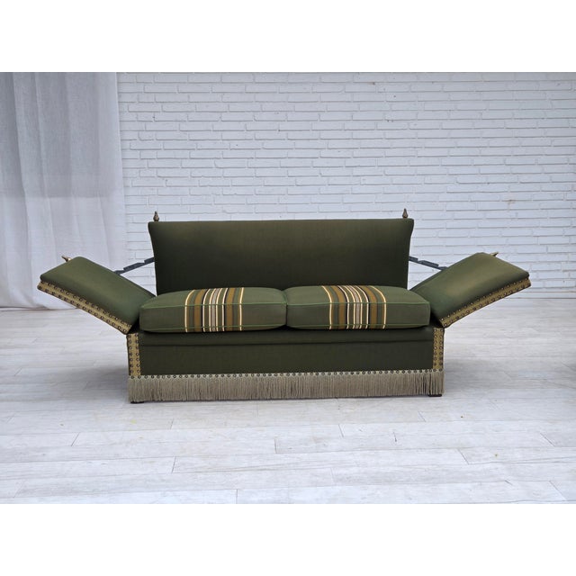 Mid-Century Modern Danish 2-Seater Drop-Arm Spanish Sofa in Furniture Wool, 1970s For Sale - Image 3 of 18